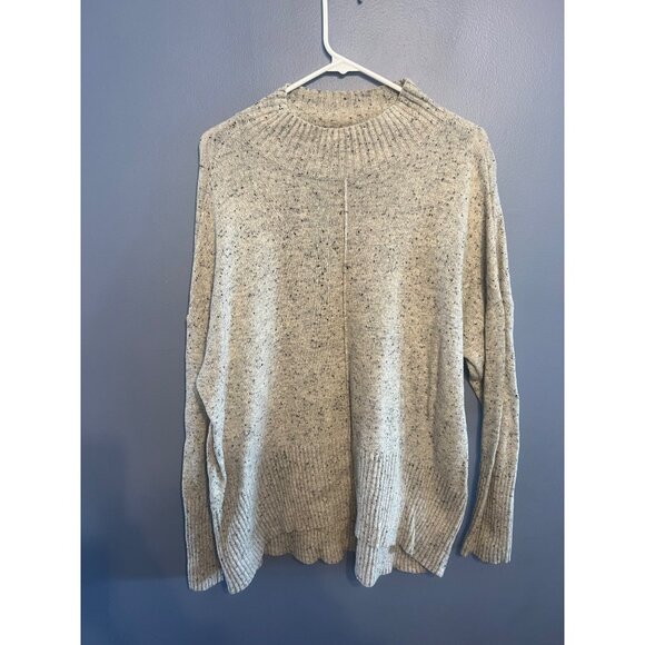 A.N.A‎ Women’s Heather Gray Marled Mock Neck Sweater Size Large, Cotton Blend - Picture 1 of 7